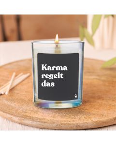 Duftkerze Rainbow Woody Karma regelt das