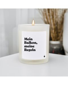 Duftkerze Weiss Woody Mein Balkon, meine Regeln
