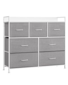 Kommodenschrank 7 Schubladen Grau Stoff