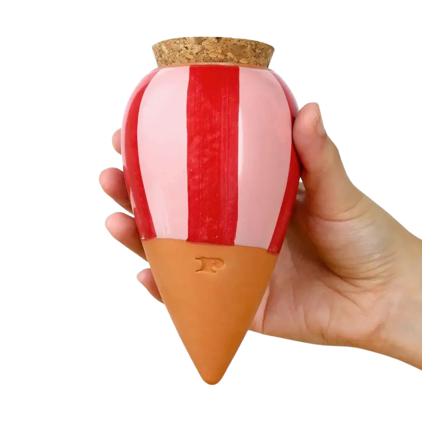 Bewässerungskegel Olla Rot-Rosa Streifen