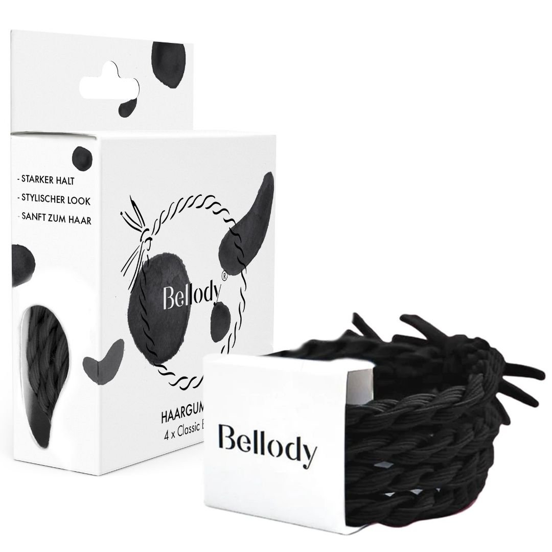Geflochtene Haargummis Schwarz 4er Set