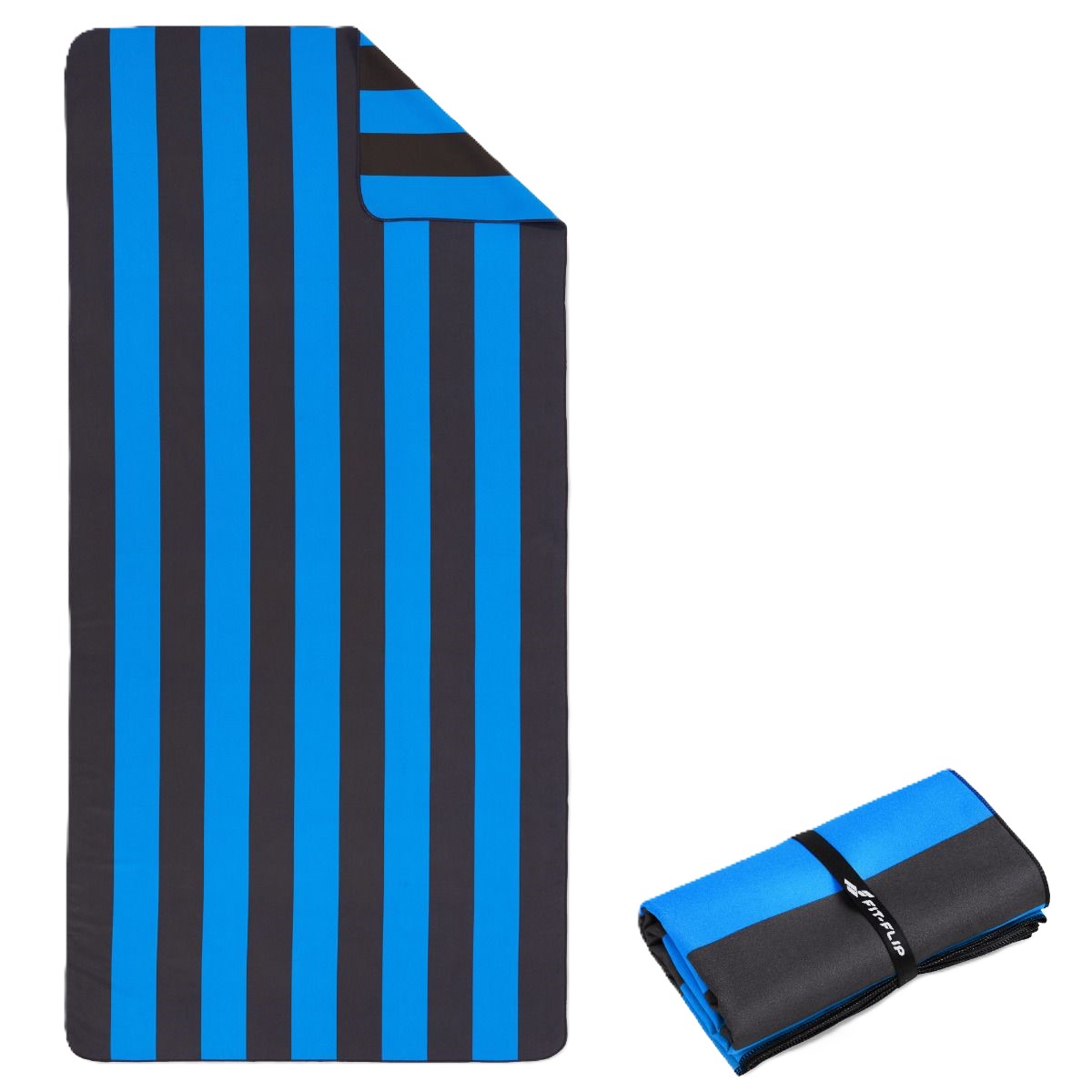 Strandtuch XXL Mikrofaser schnelltrocknendes Badetuch 160x90cm Blau - Dunkelgrau