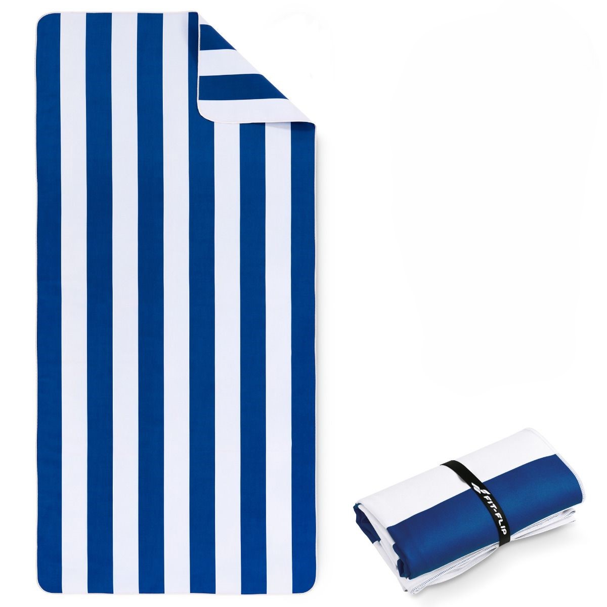 Strandtuch XXL Mikrofaser schnelltrocknendes Badetuch 200x90cm Marineblau - Weiss