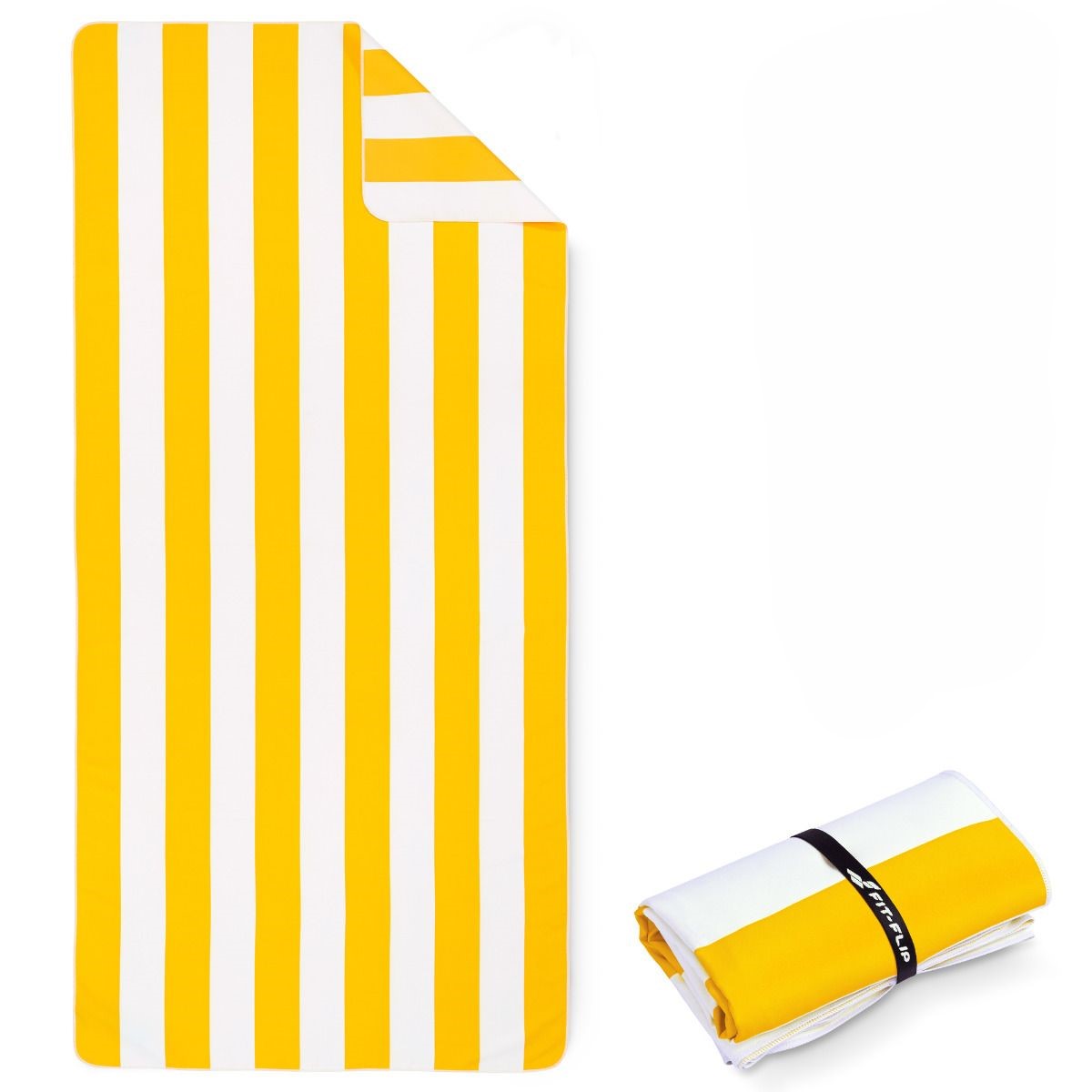 Strandtuch XXL Mikrofaser schnelltrocknendes Badetuch 200x90cm Zitronengelb – Weiss