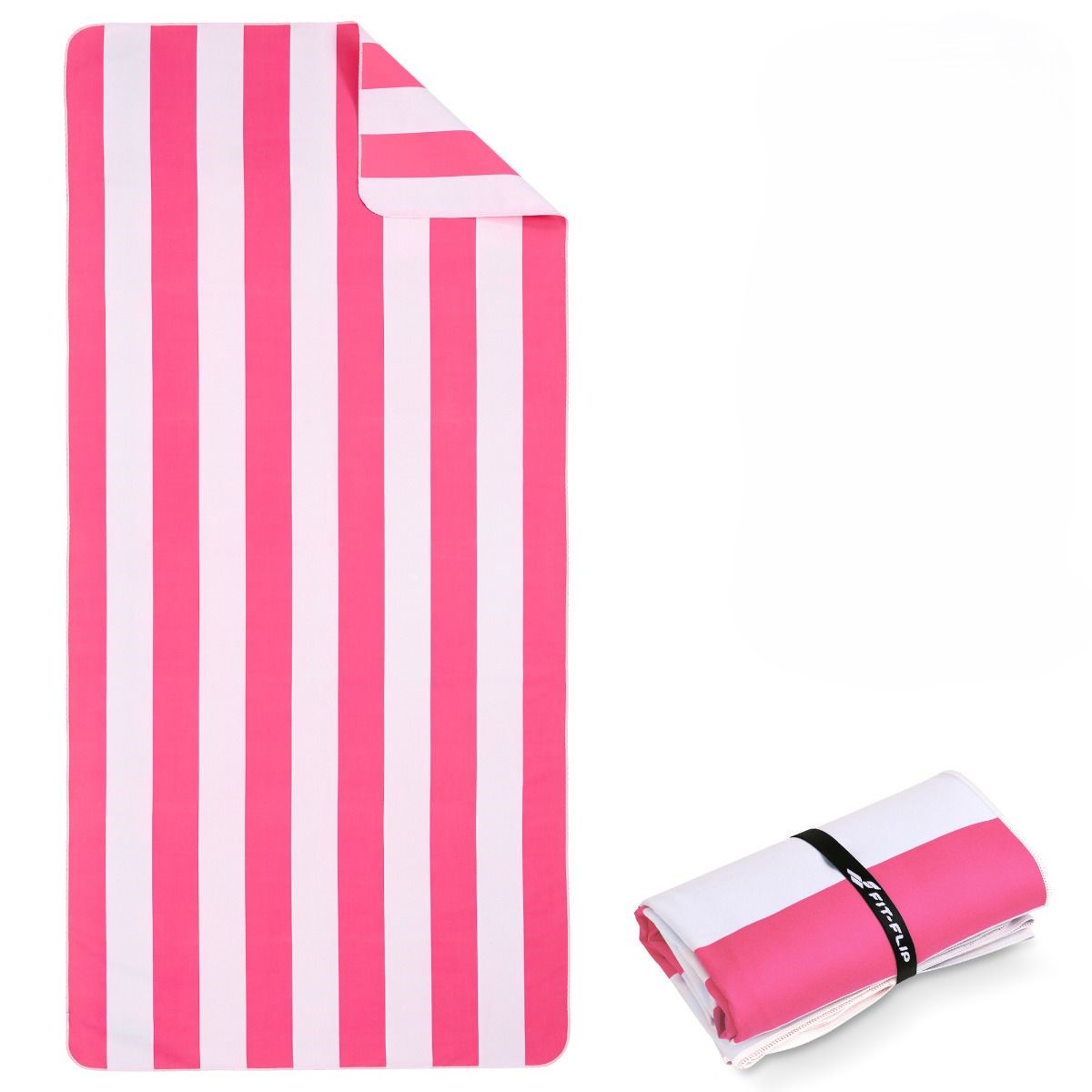 Strandtuch XXL Mikrofaser schnelltrocknendes Badetuch 160x90cm Pink - Weiss