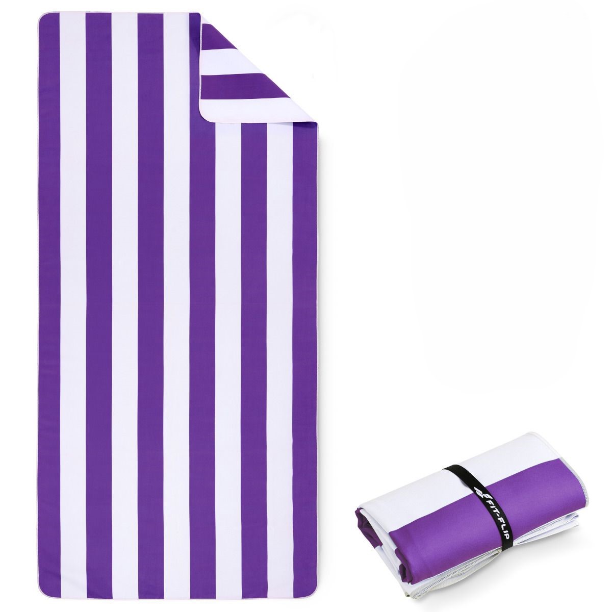 Strandtuch XXL Mikrofaser schnelltrocknendes Badetuch 200x90cm Violett – Weiss