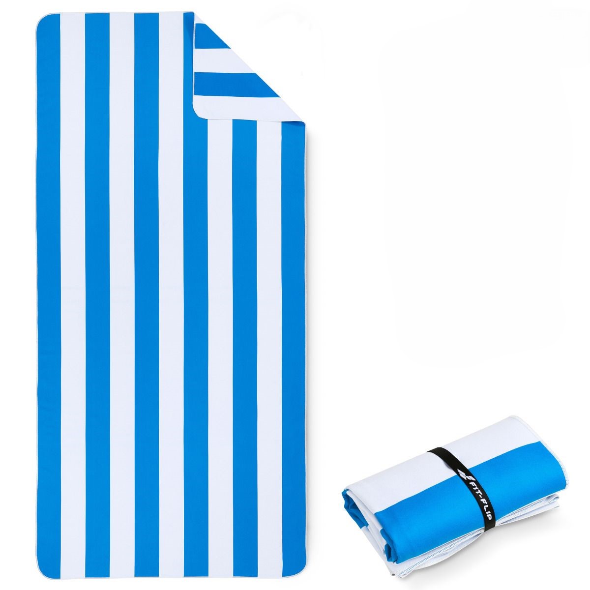 Strandtuch XXL Mikrofaser schnelltrocknendes Badetuch 200x90cm Himmelblau - Weiss