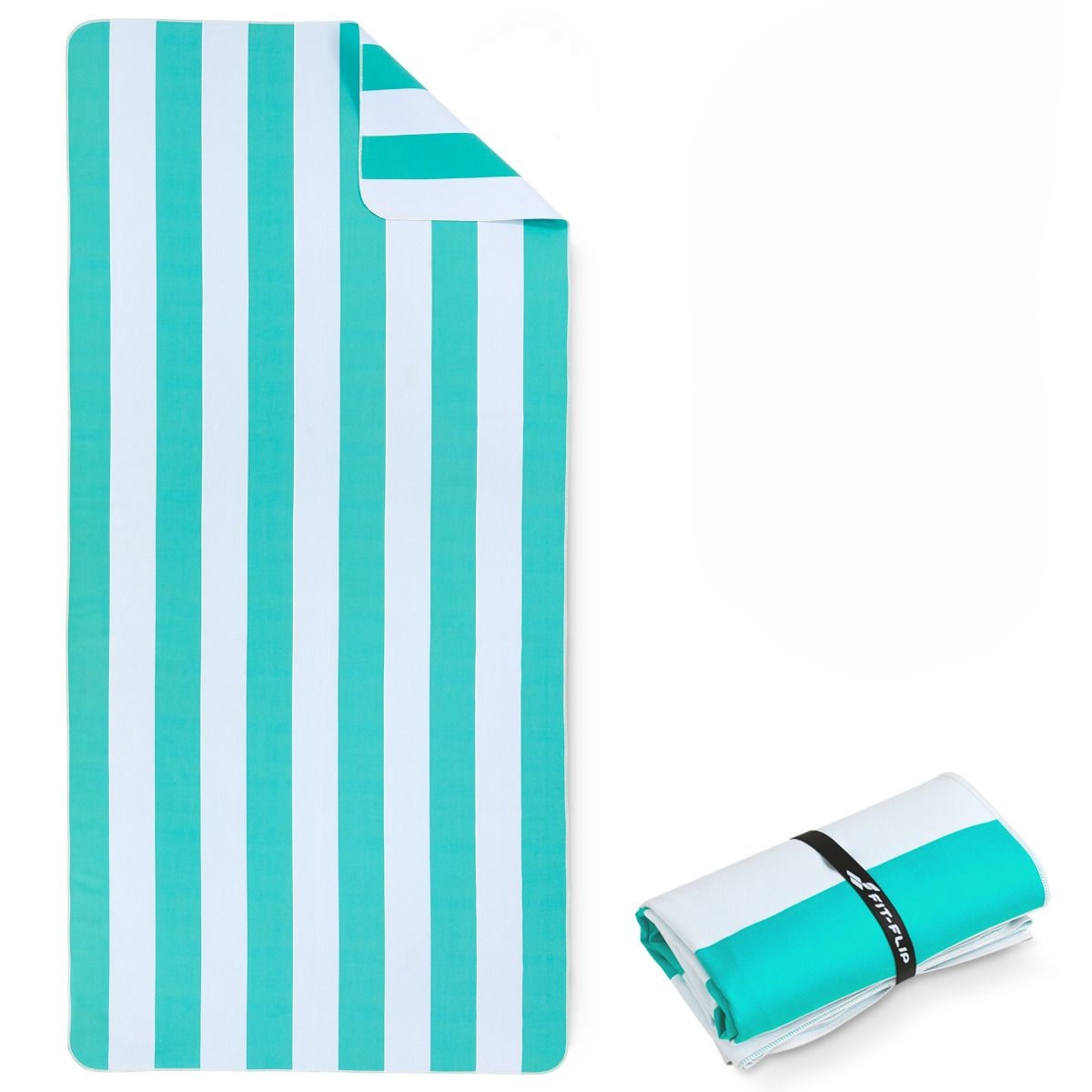 Strandtuch XXL Mikrofaser schnelltrocknendes Badetuch 200x90cm Türkis - Weiss