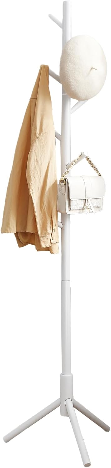 Garderobenständer Massivholz Baumform Verstellbar Weiss