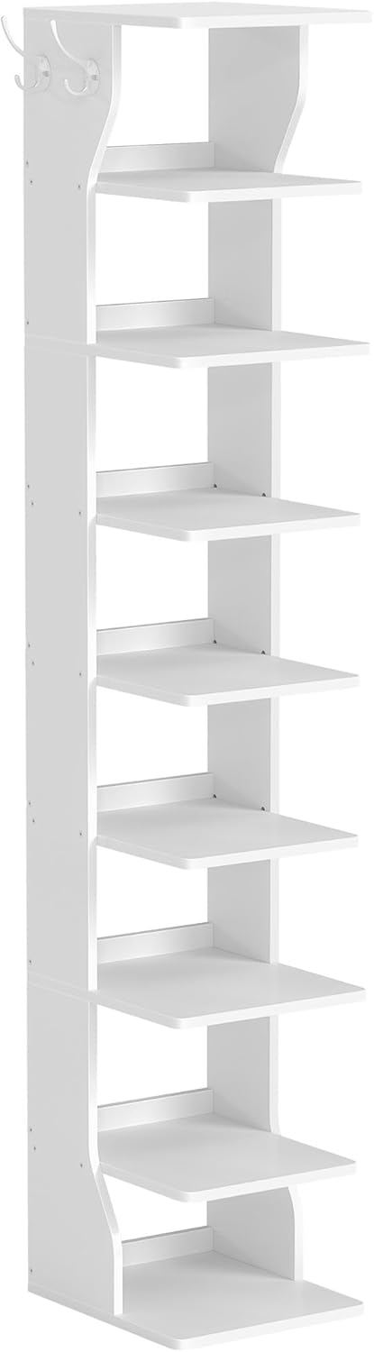 Schuhregal schmal 9 Ebenen mattweiss Metall