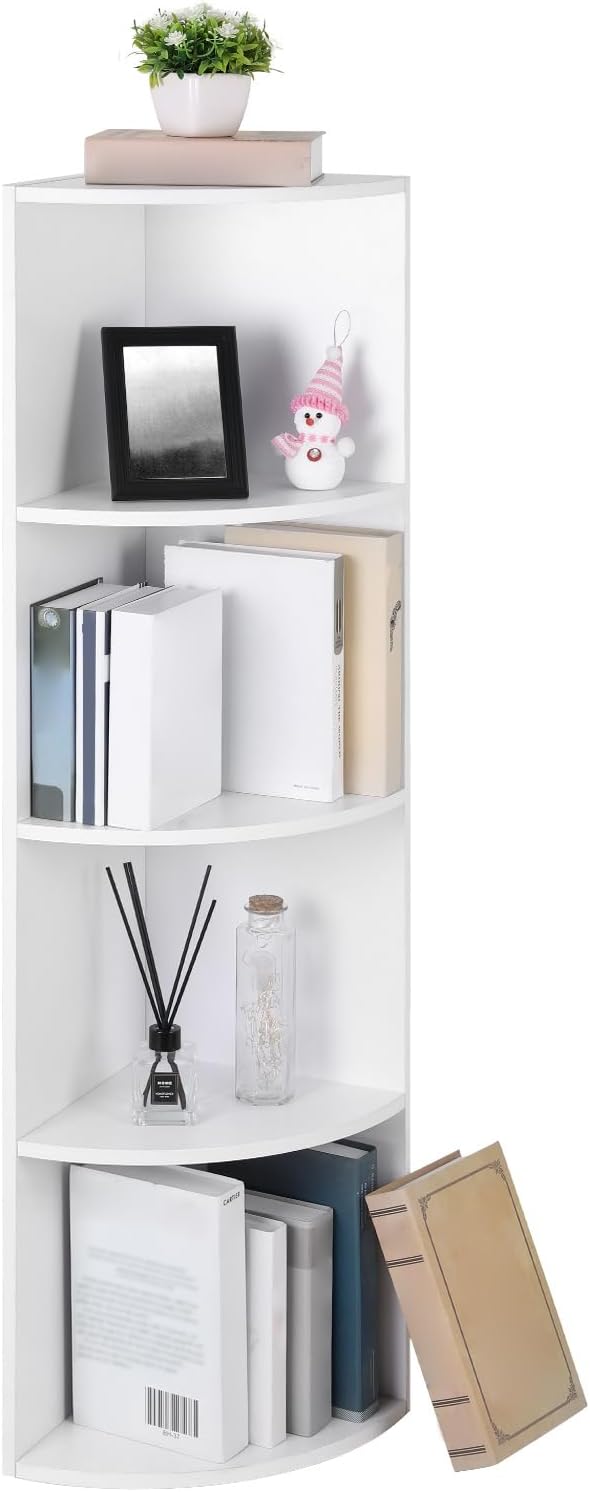 Eckregal 4 Ebenen Weiss Holz