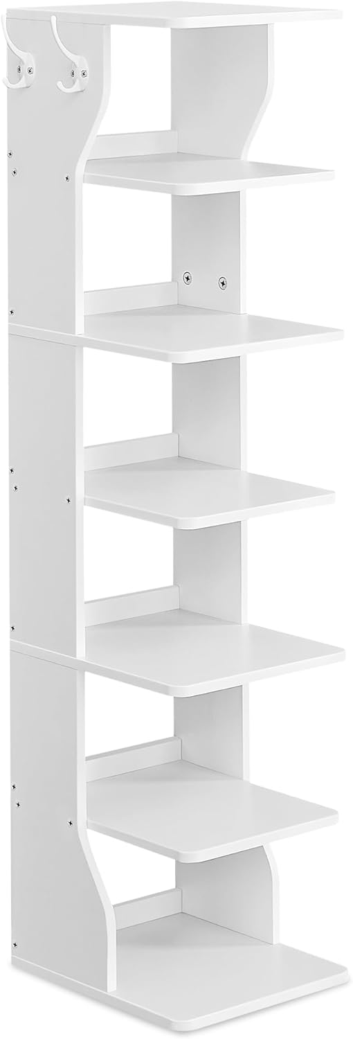 Schuhregal schmal mit 7 Ebenen weiss