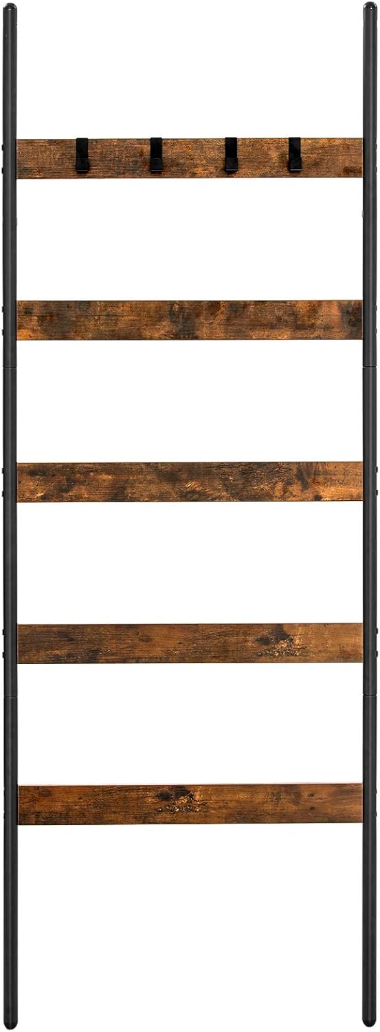 Schrägleiterregal Handtuchhalter 5 Ebenen Braun Schwarz