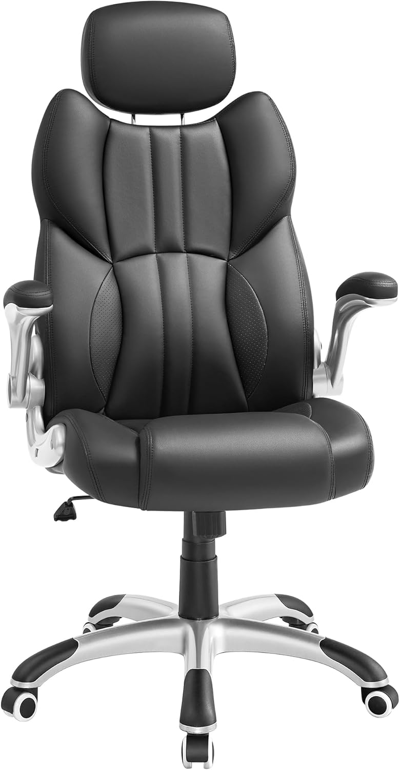 Bürostuhl Gaming Verstellbar Kopfstütze Armlehnen Schwarz