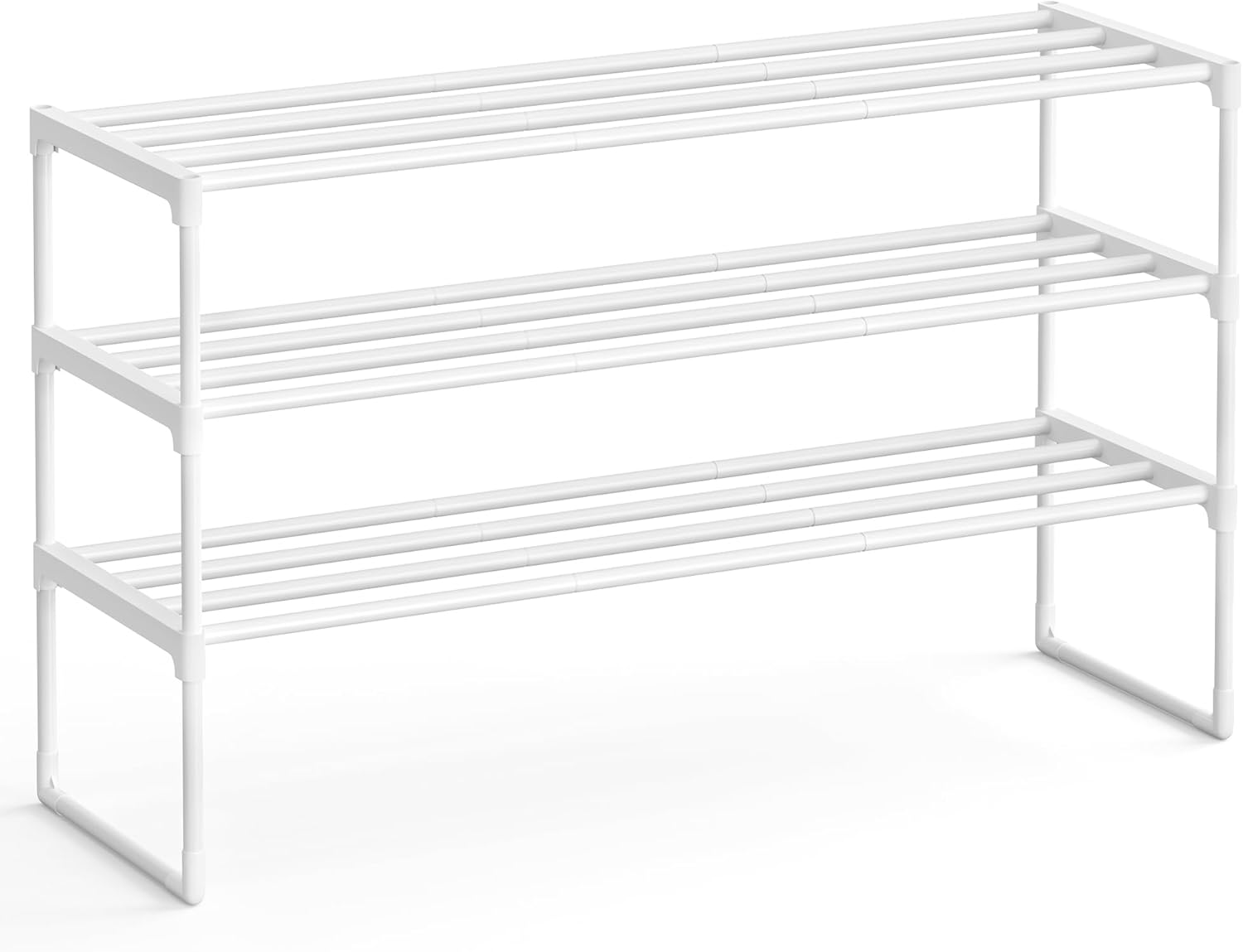 Schuhregal stapelbar 16-20 Paar perlweiss Metall