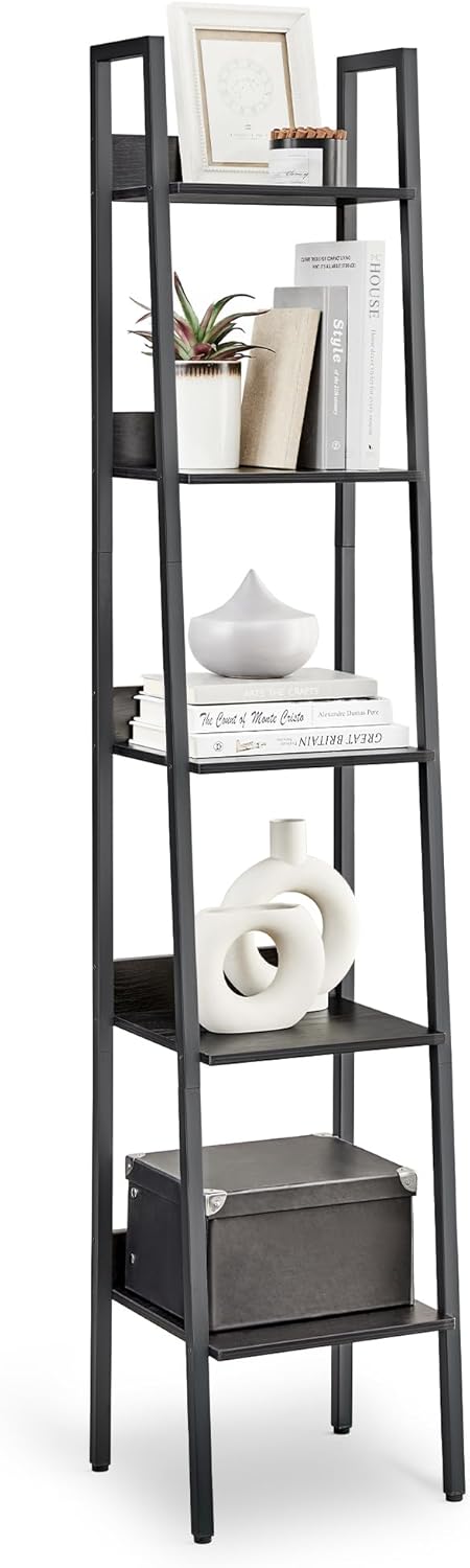 Bücherregal Leiterregal 5 Ebenen Schwarz