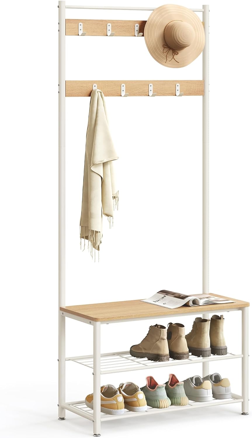 Garderobenständer mit Schuhregal Eiche Metall
