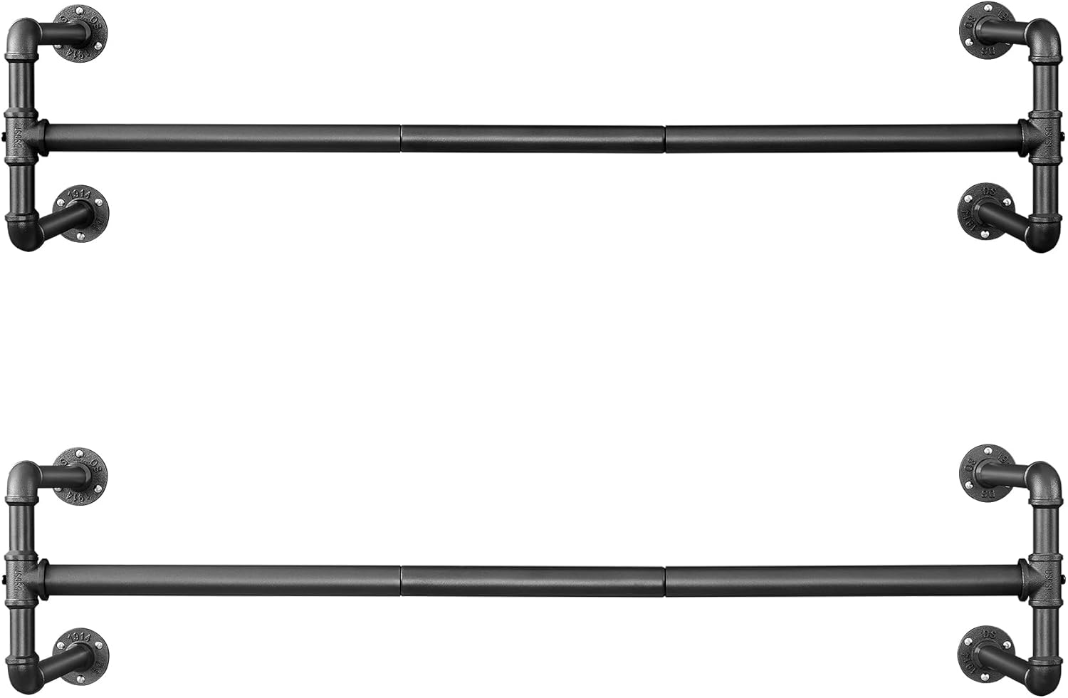 Kleiderständer Wandmontage Industrie-Design Set Schwarz