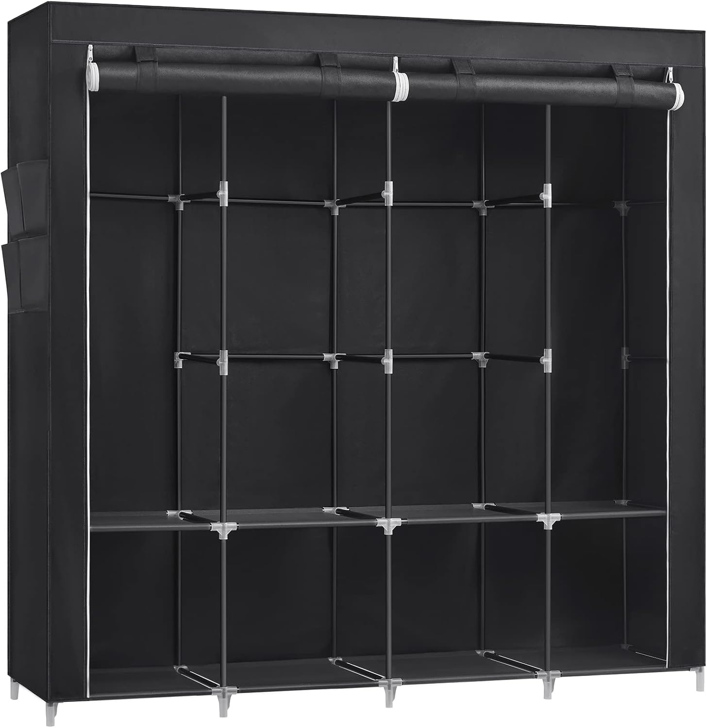 Stoffschrank 170cm schwarz 4 Hängefächer