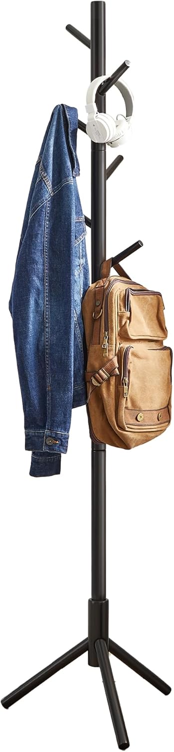 Garderobenständer Massivholz Baumform Verstellbar Schwarz