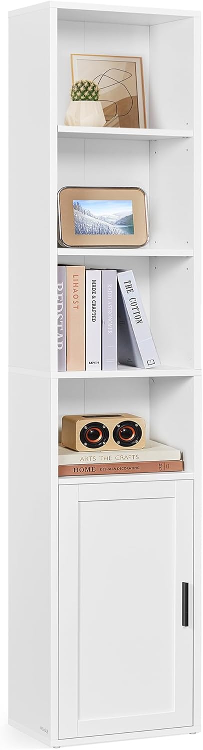 Bücherregal 6-stöckig mit Tür wolkenweiss