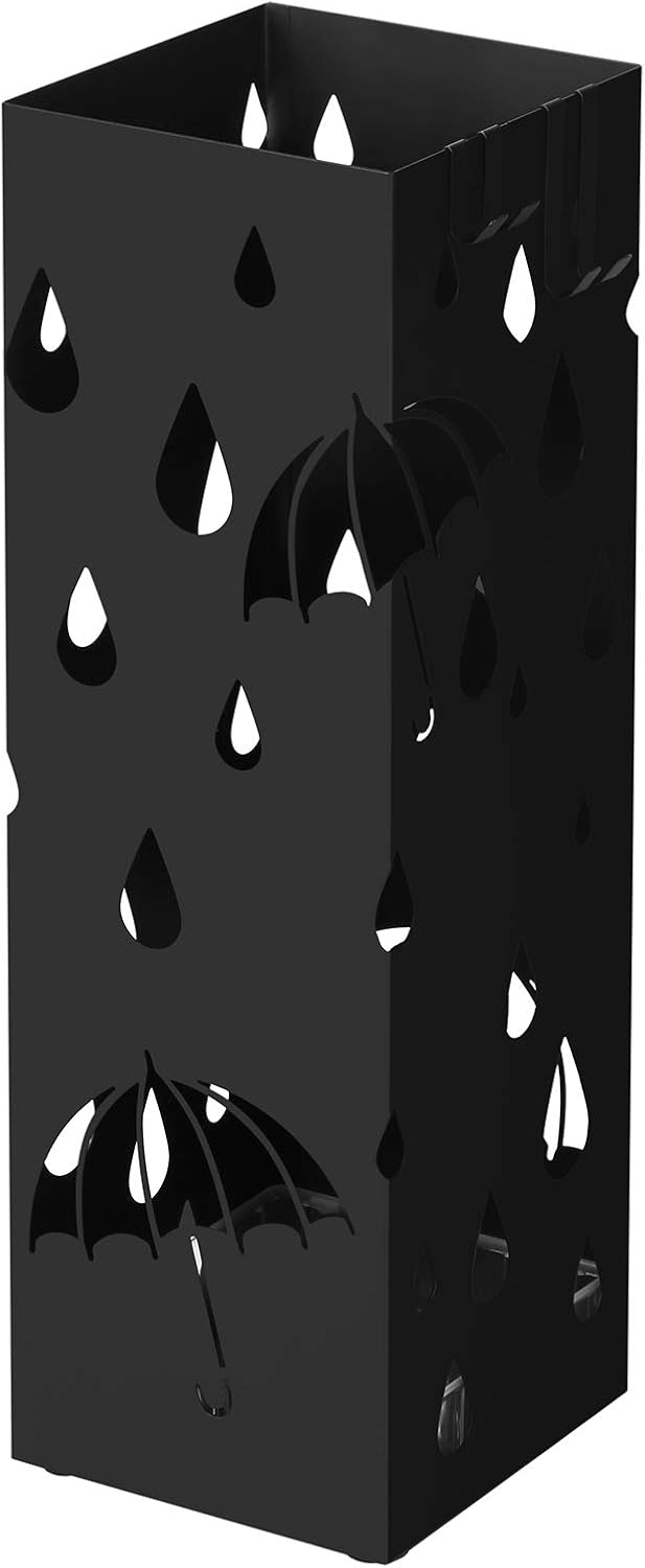 Regenschirmständer Metall quadratisch mit Haken Muster Regenschirme Schwarz
