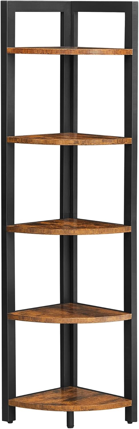 Eckregal mit 5 Ablagen Vintagbraun