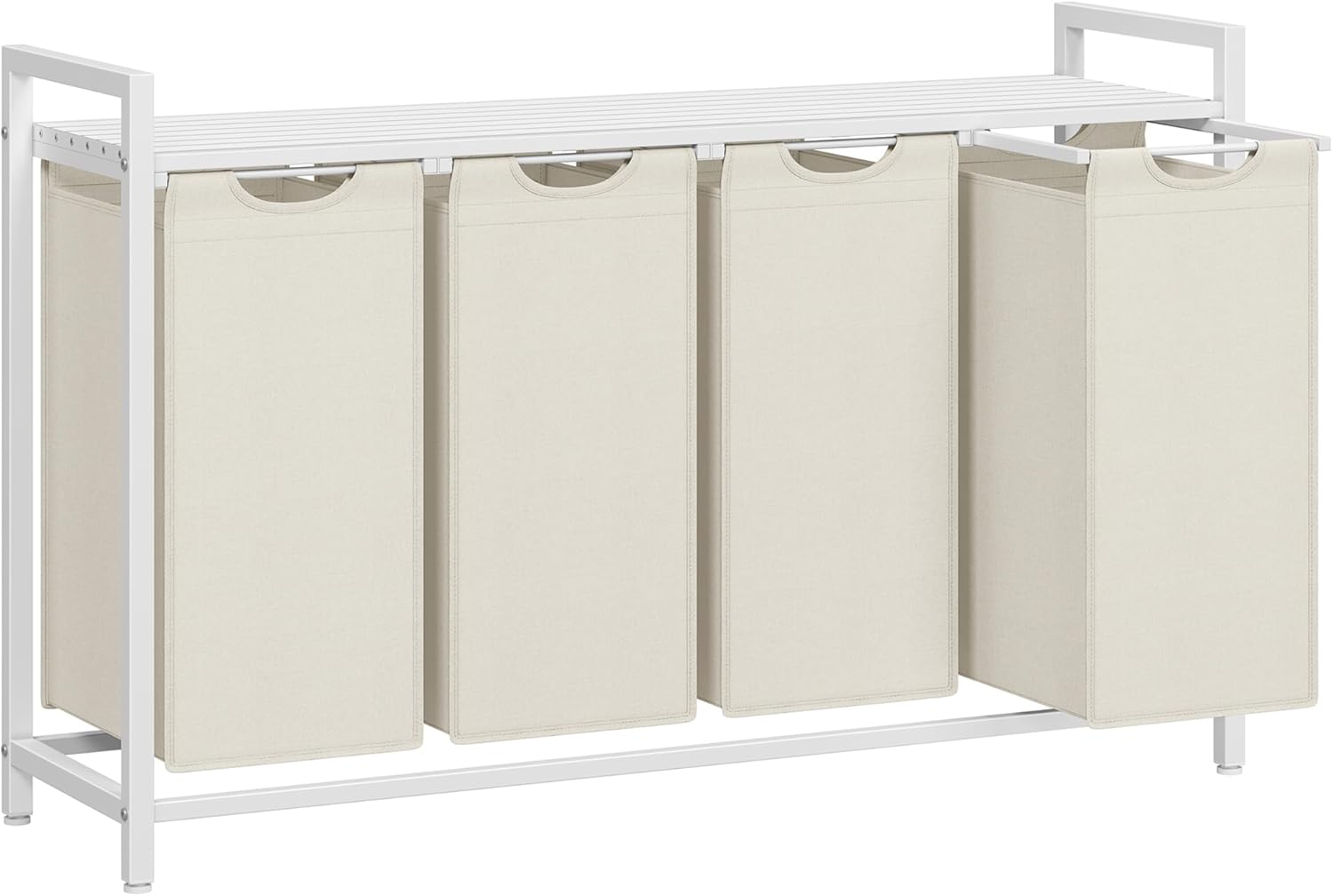 Wäschesortierer 4 Fächer Oxford Cremeweiss