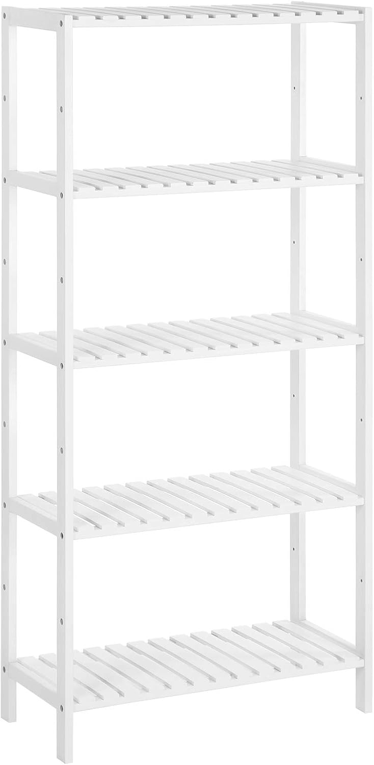 Standregal 5 Ebenen weiss Bambus