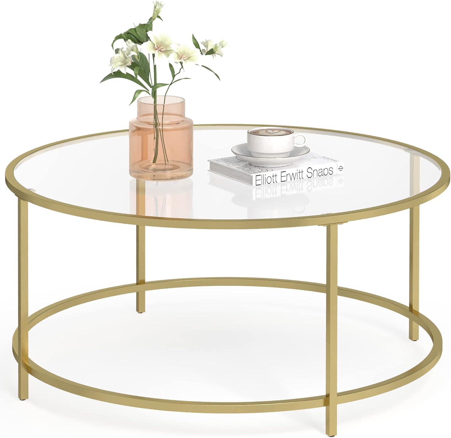 Couchtisch rund golden Stahl modern