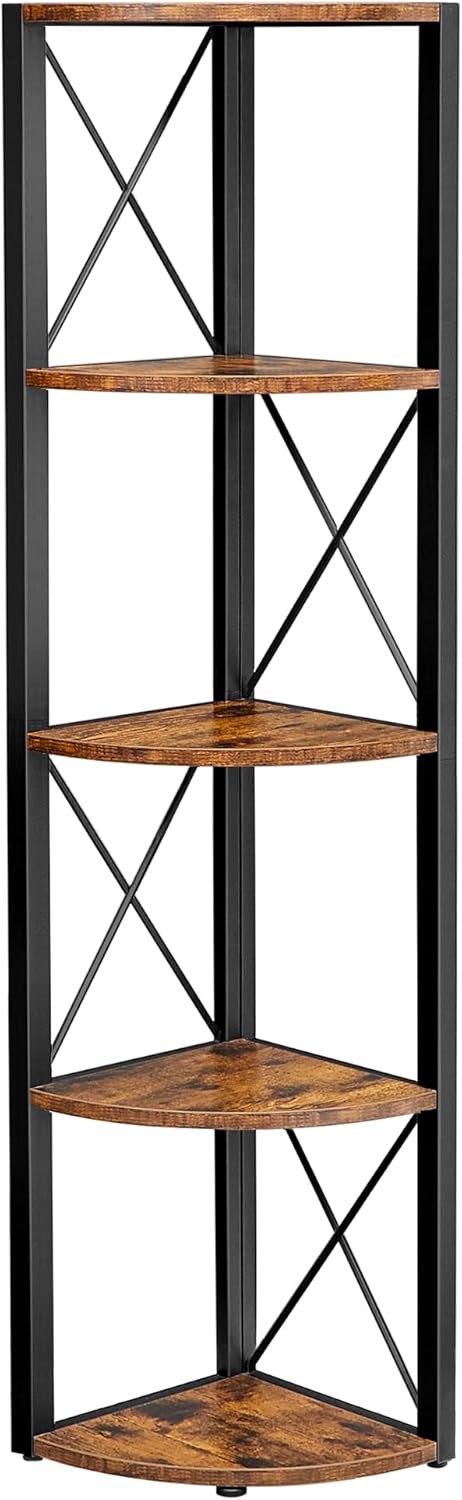 Eckregal 5 Ebenen vintagebraun Holz