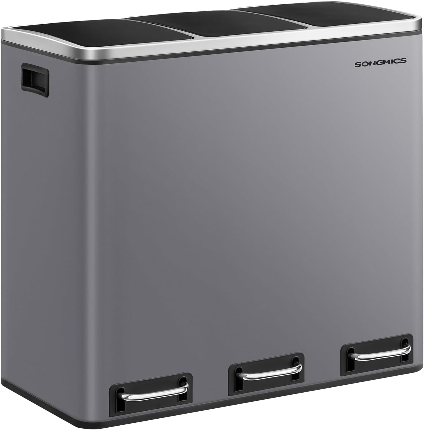 Treteimer 3-Fach 54L mattgrau Metall