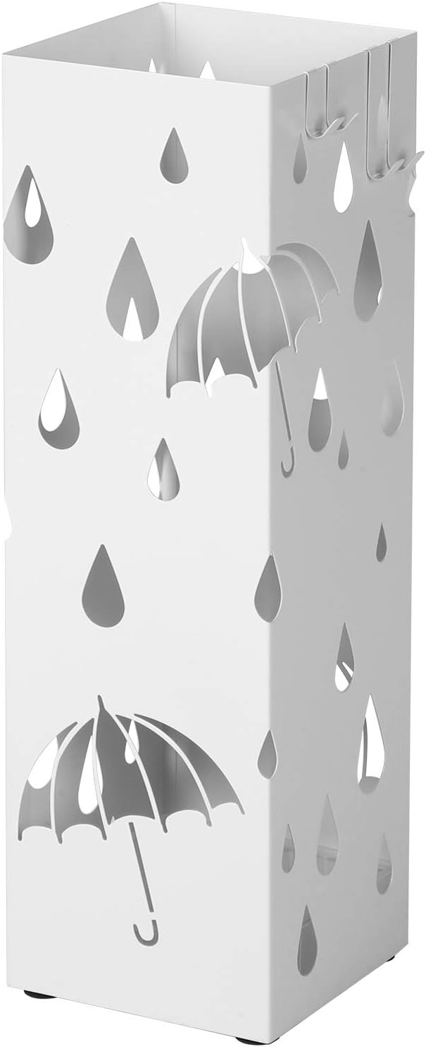 Regenschirmständer Metall quadratisch mit Haken Muster Regenschirme weiss