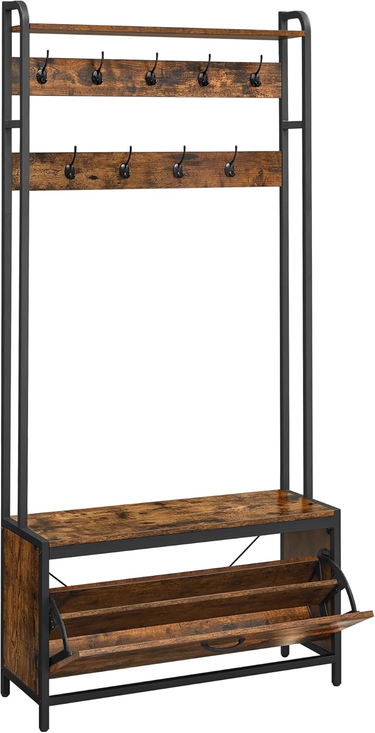 Garderobenständer mit Schuhschrank Vintagebraun-Schwarz