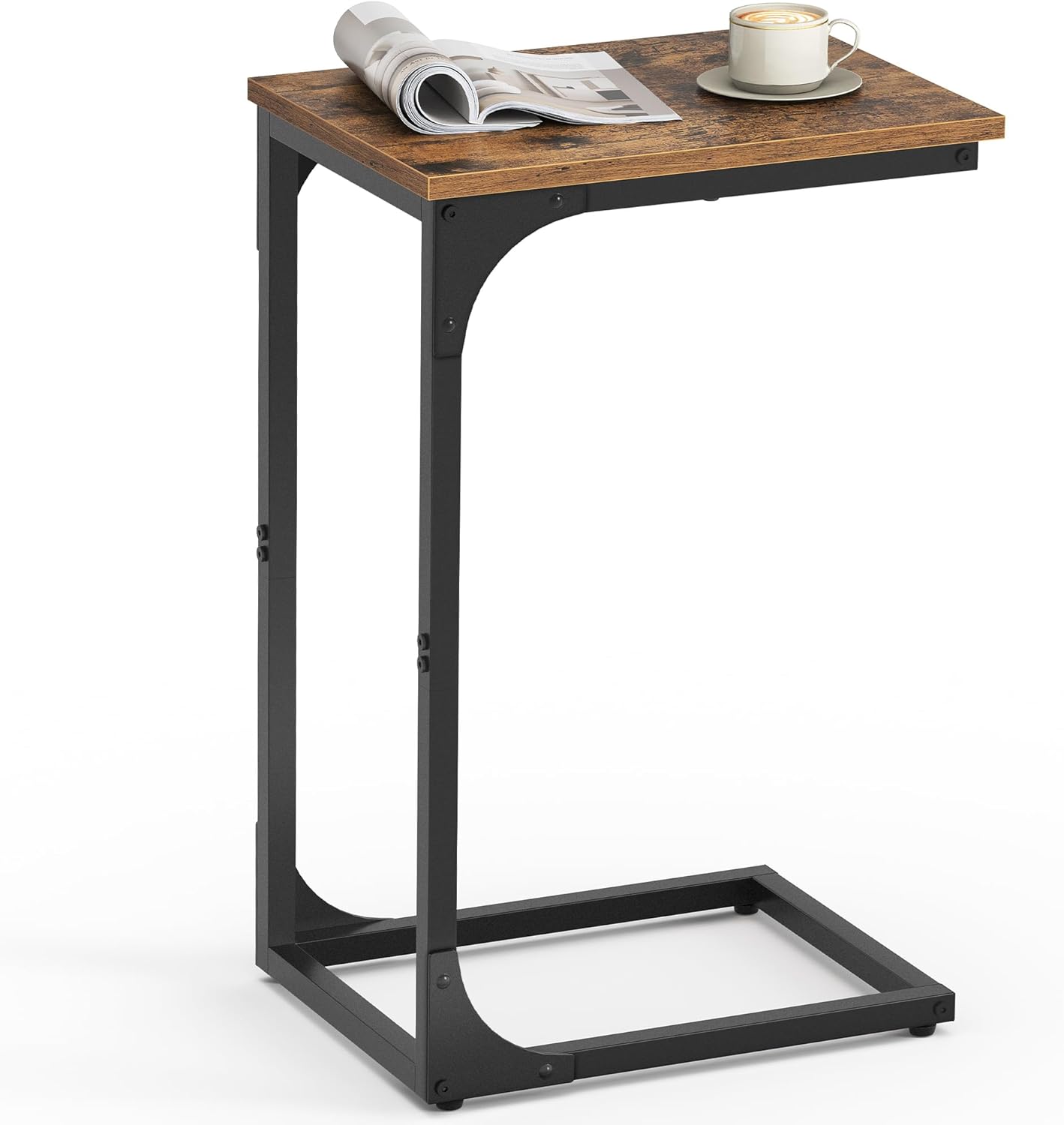 Beistelltisch C-Form Metall Vintage Braun