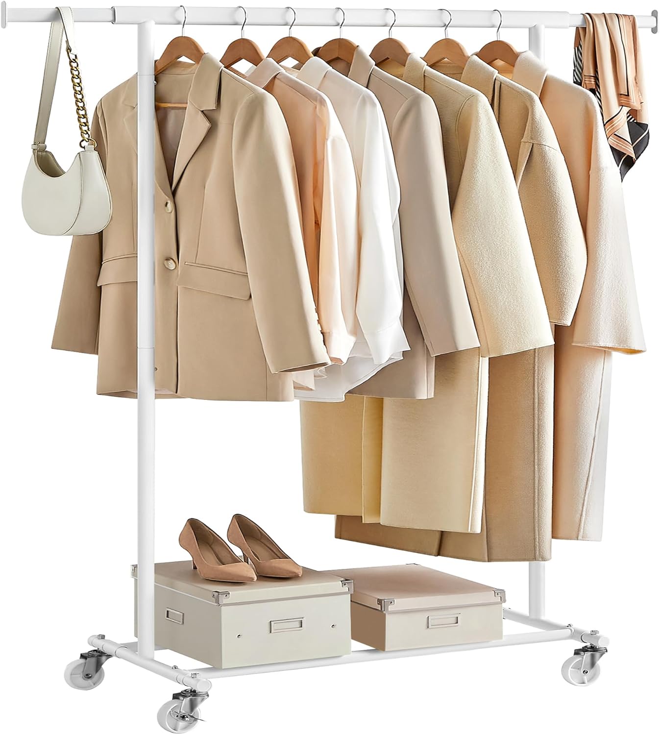 Kleiderständer Schwerlast Ausziehbar Transportabel 100kg Weiss
