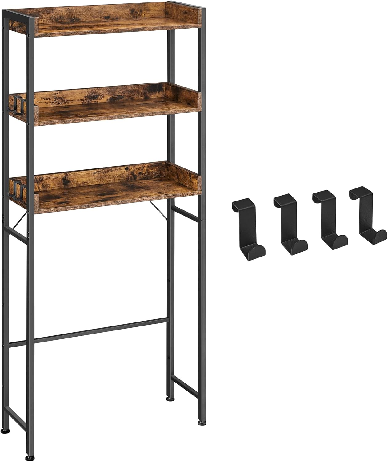 Toilettenregal 3 Ebenen Badezimmerregal Rustikal Braun