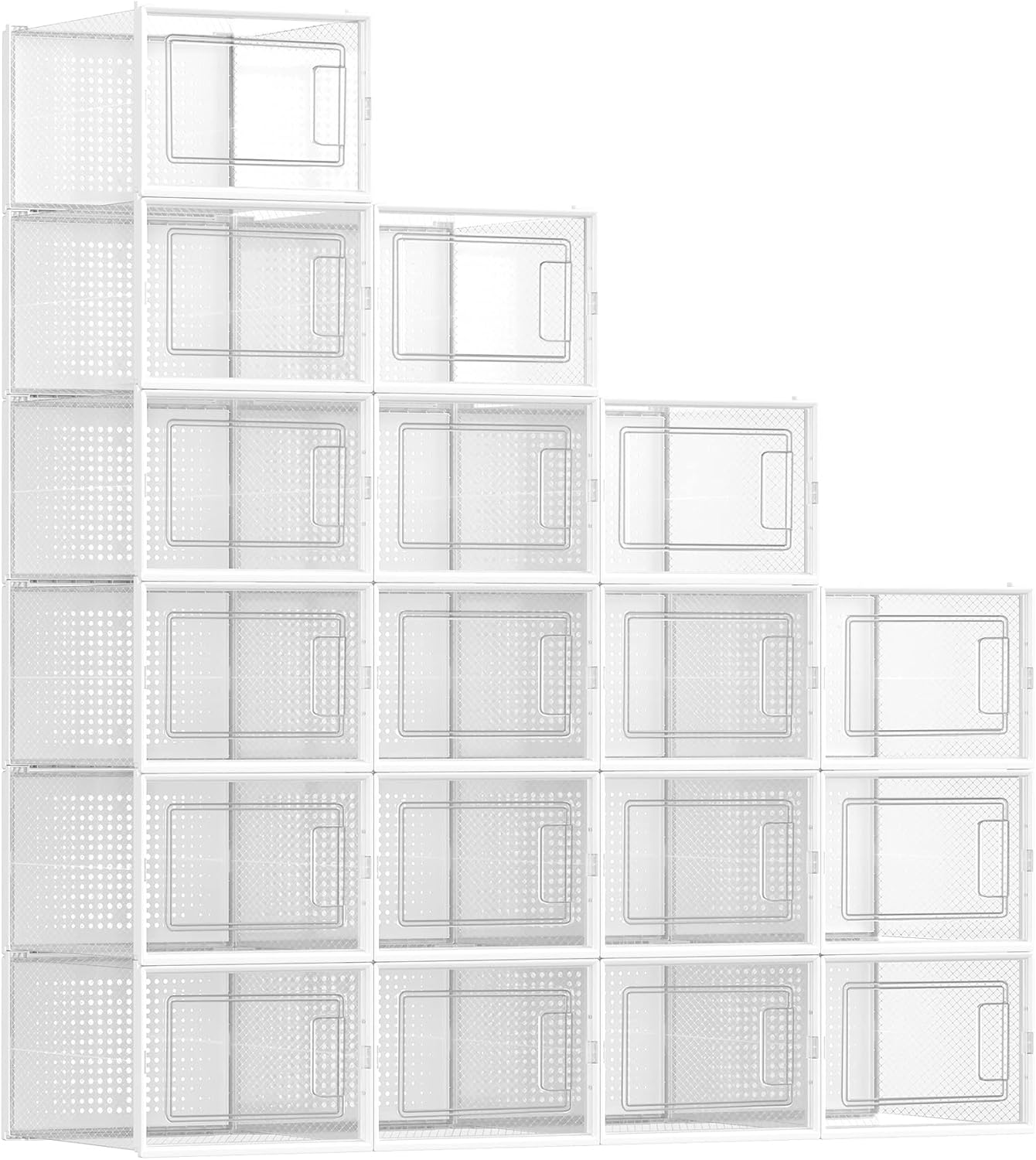 Schuhboxen faltbar stapelbar Kunststoff transparent-weiss