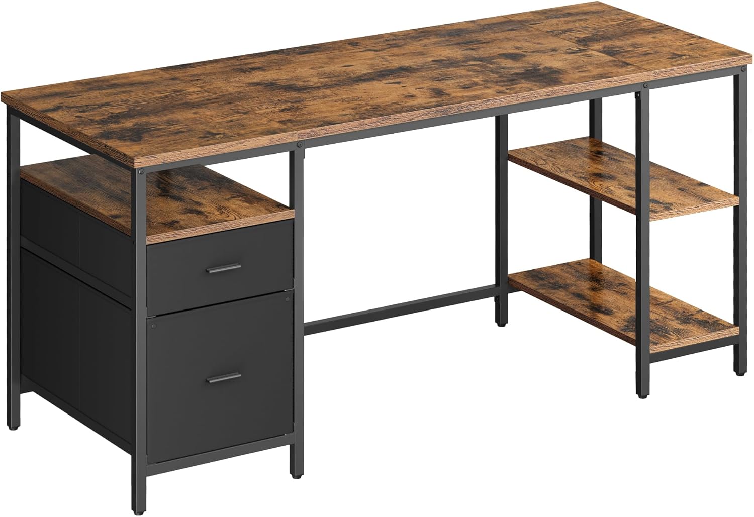 Schreibtisch 160cm Ablagen vintagebraun Holz