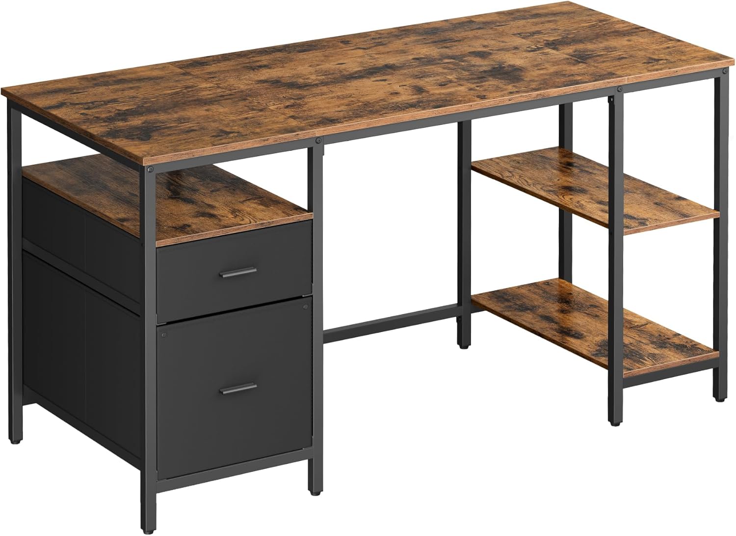 Schreibtisch 140cm Ablagen vintagebraun Holz
