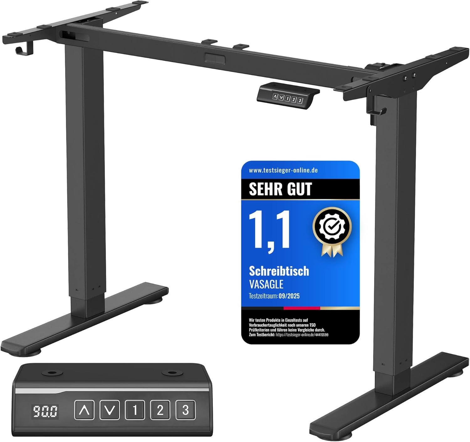 Elektrisches Tischgestell Memory-Funktion Stahl schwarz