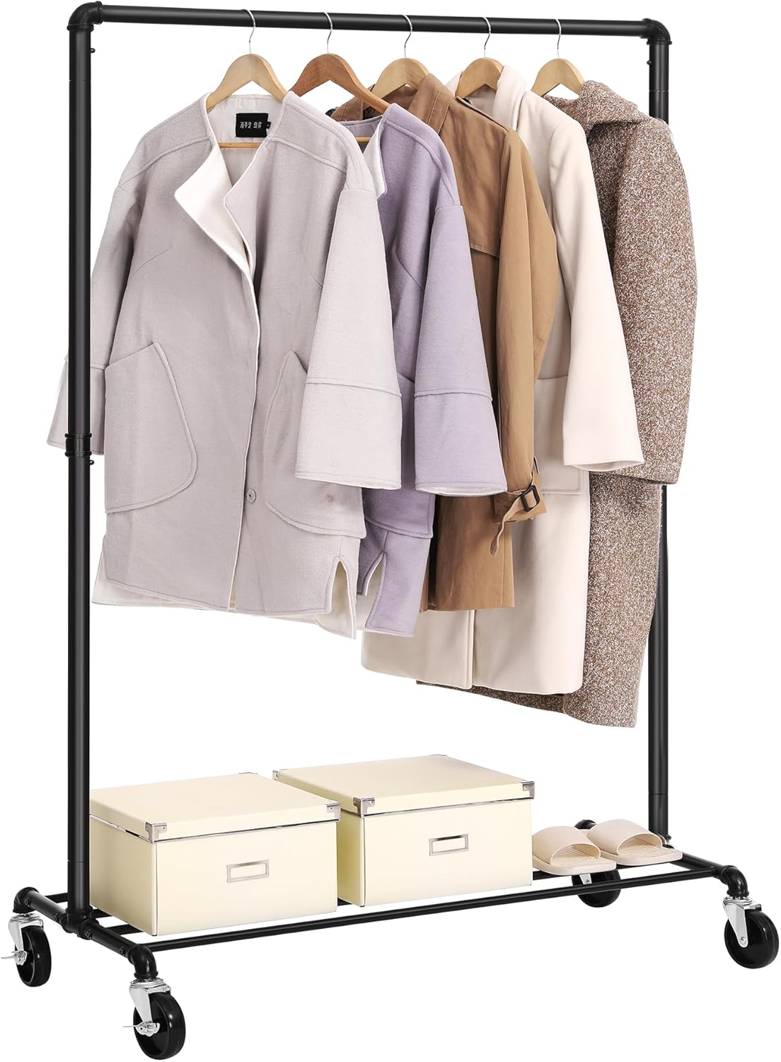 Kleiderständer Industrie-Design mit Ablage Schwarz