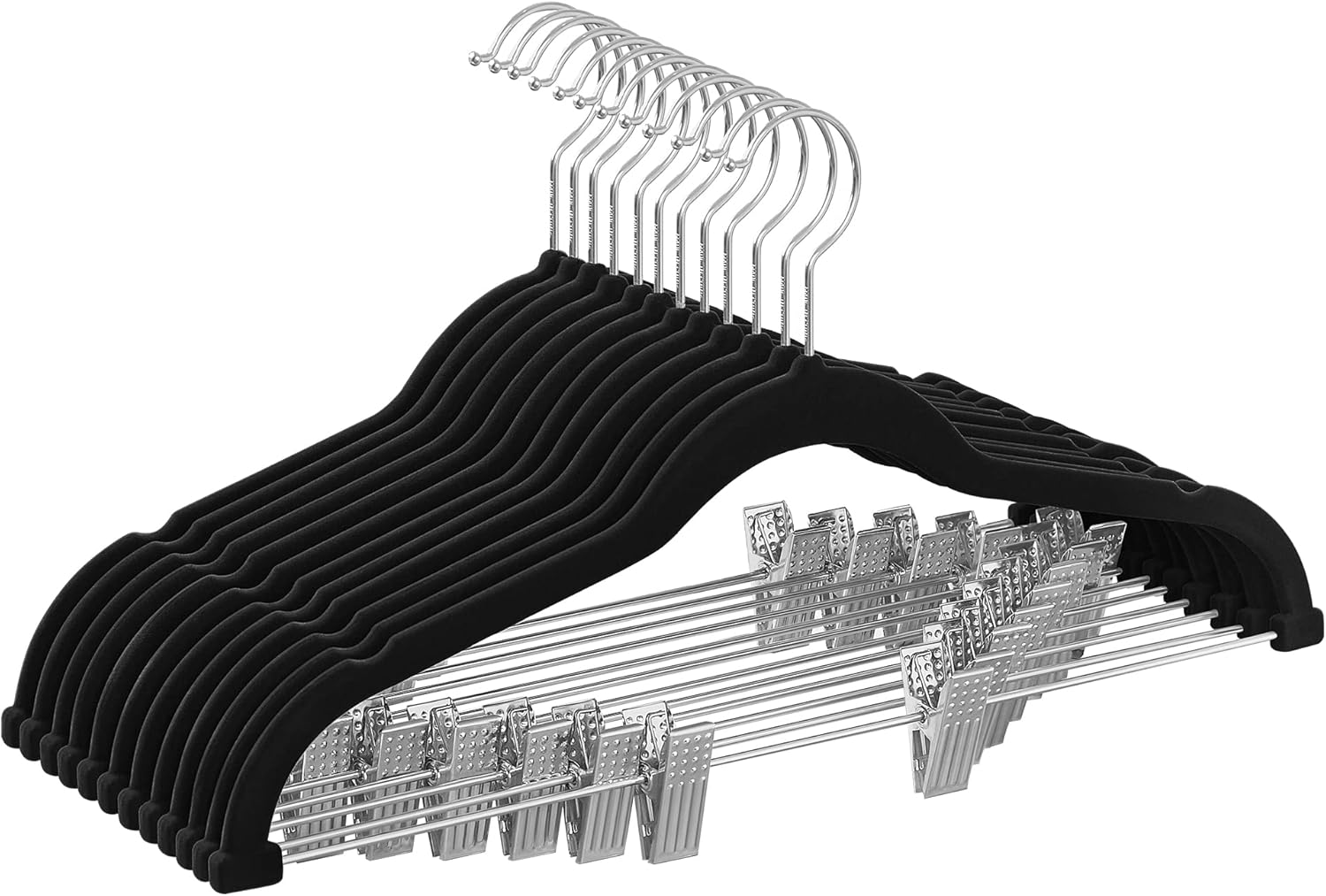 Samt-Kleiderbügel rutschfest schwarz 12er-Set