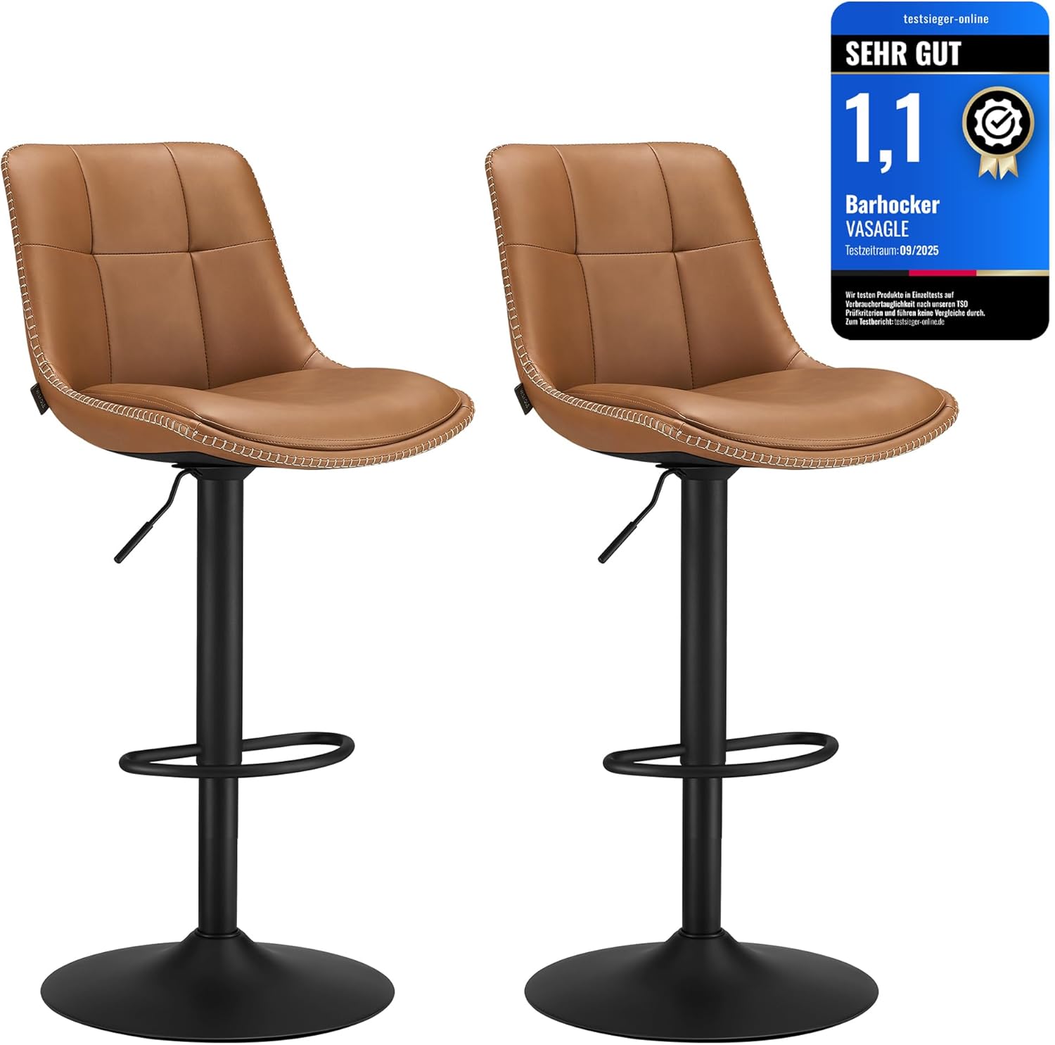 Barhocker höhenverstellbar drehbar karamellbraun PU
