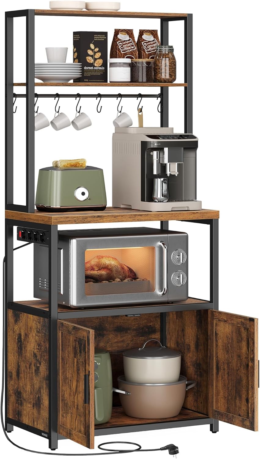 Küchenregal mit Steckdosen vintagebraun Metall