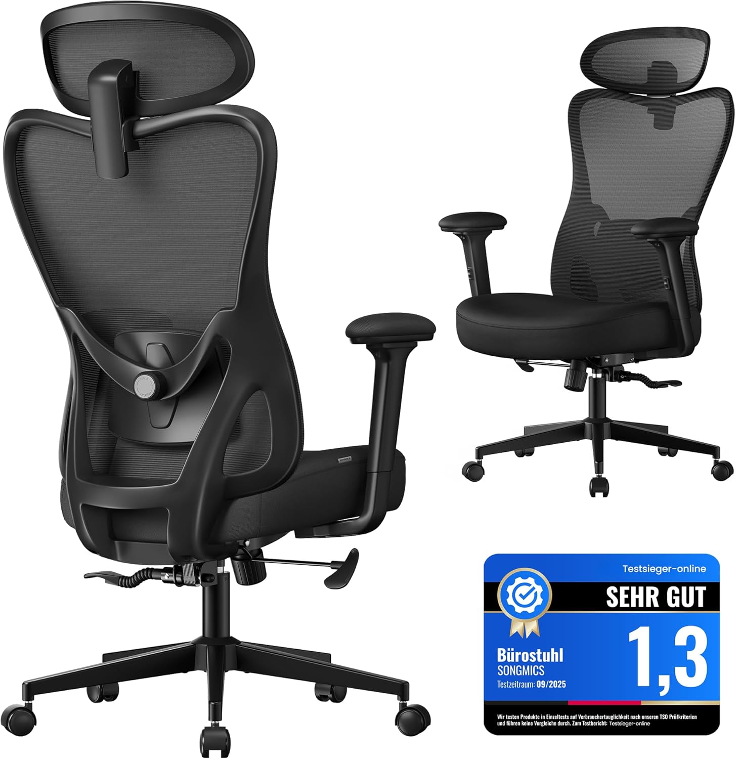 Bürostuhl ergonomisch verstellbar schwarz Netz