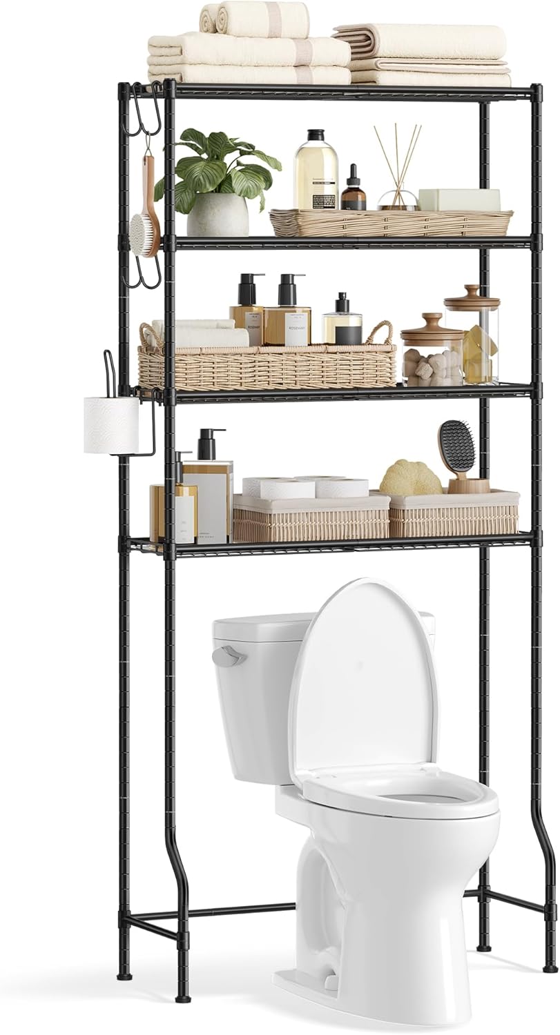 Badezimmerregal 4 Etagen schwarz Metall