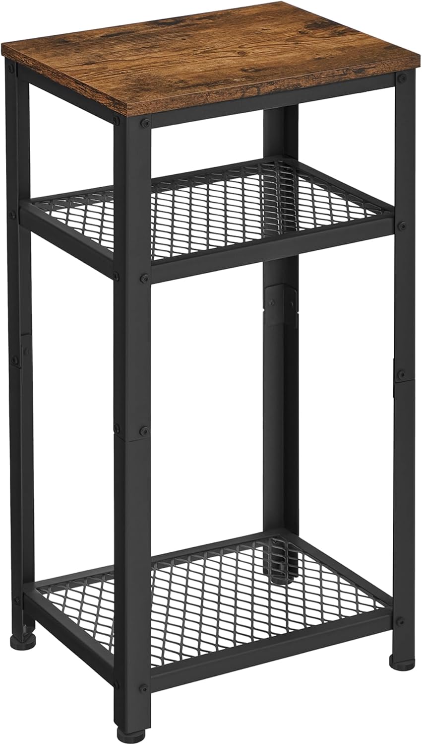 Beistelltisch mit Gitterregalen rustikal Braun