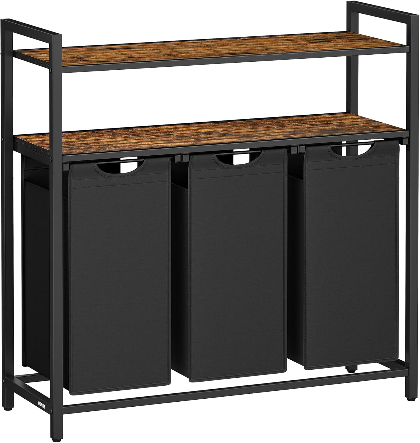 Wäschekorb 3-Fächer ausziehbar schwarz vintagebraun