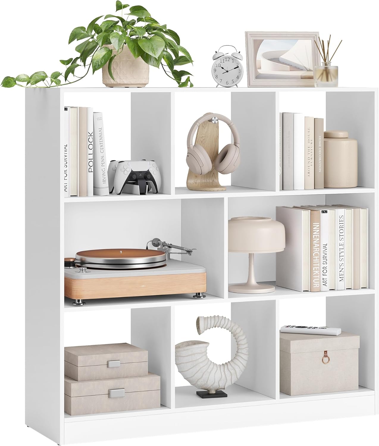 Bücherregal 8 Fächer Horizontal Wohnzimmer Weiss